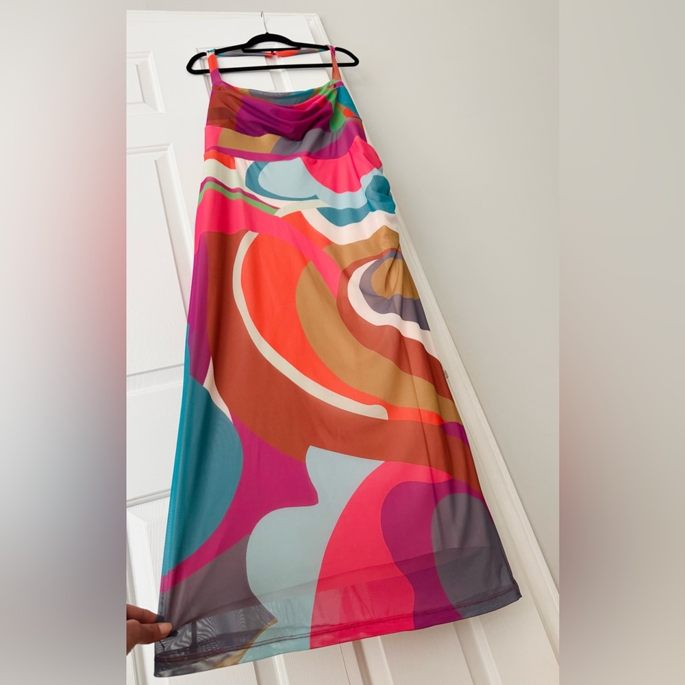 Anthropologie Multicolor Abstract Print Midi Dress - Picture 11 of 15